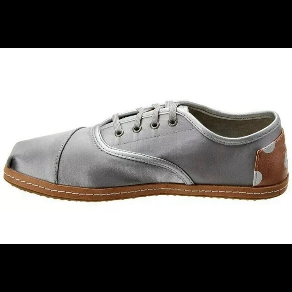 Toms Silver Satin W/Rose Gold polka Dots shoes #7